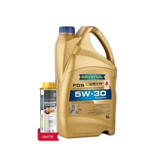 Ulei de motor RAVENOL FDS 5W-30 5L USVO + Aditiv RAVENOL Prof Engine Cleaner 0.3L