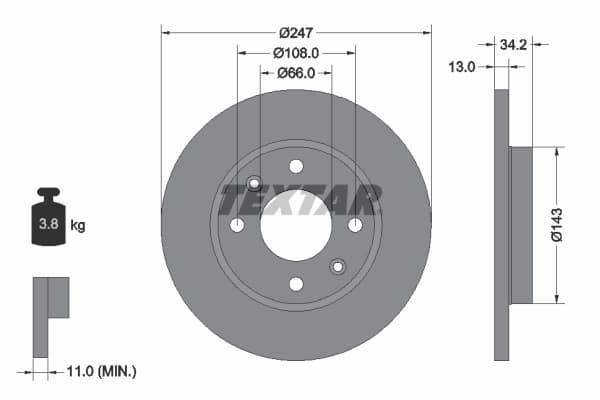Disc frana TEXTAR 92092803