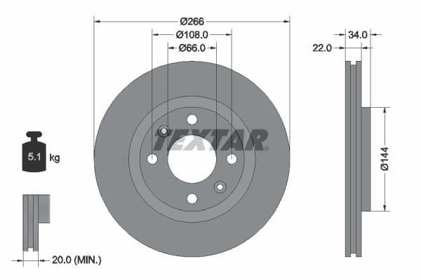 Disc frana TEXTAR 92111503