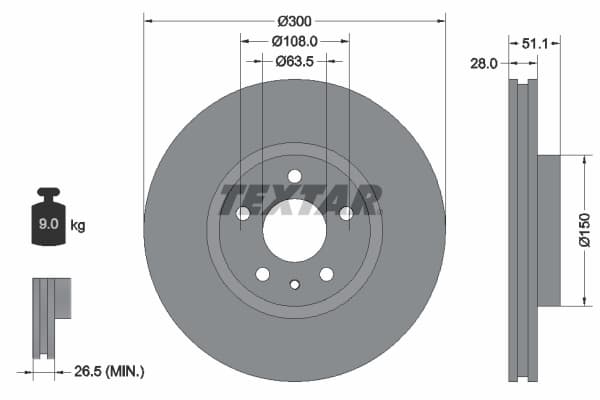 Disc frana TEXTAR 92268605