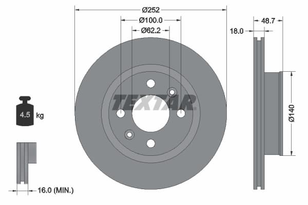 Disc frana TEXTAR 92196503