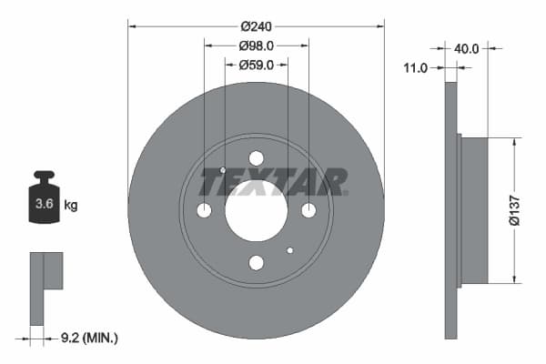 Disc frana TEXTAR 92061103