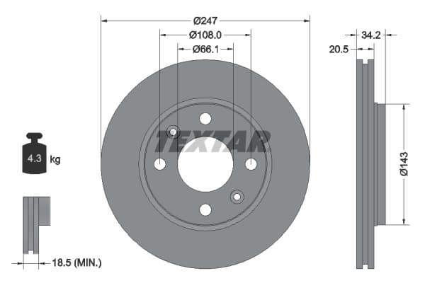 Disc frana TEXTAR 92043103