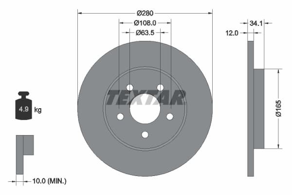 Disc frana TEXTAR 92109703