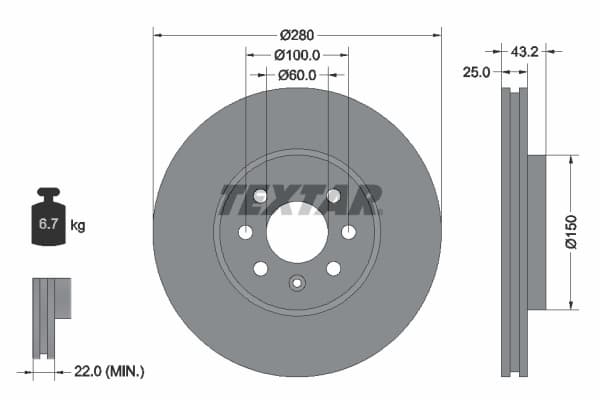 Disc frana TEXTAR 92129303