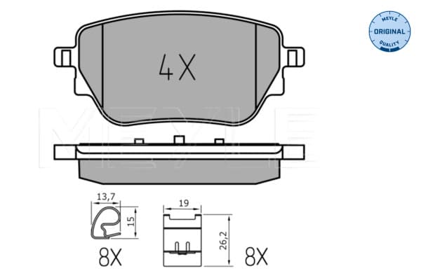 Set placute frana disc MEYLE 025 229 8617