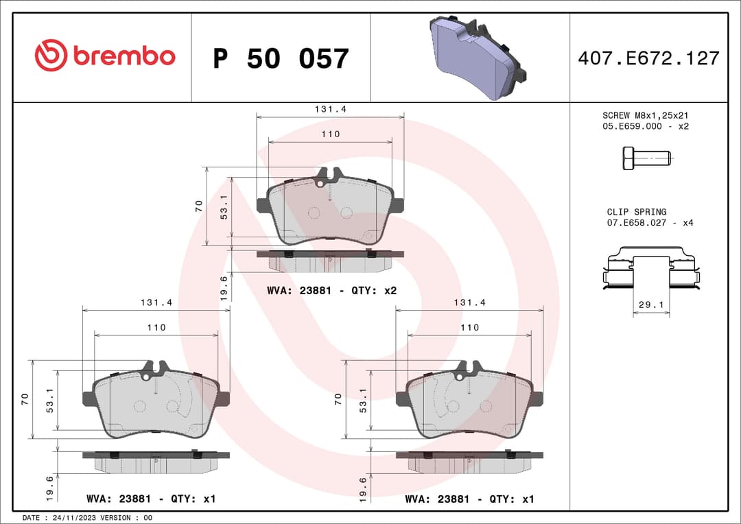 Set placute frana disc BREMBO P 50 057