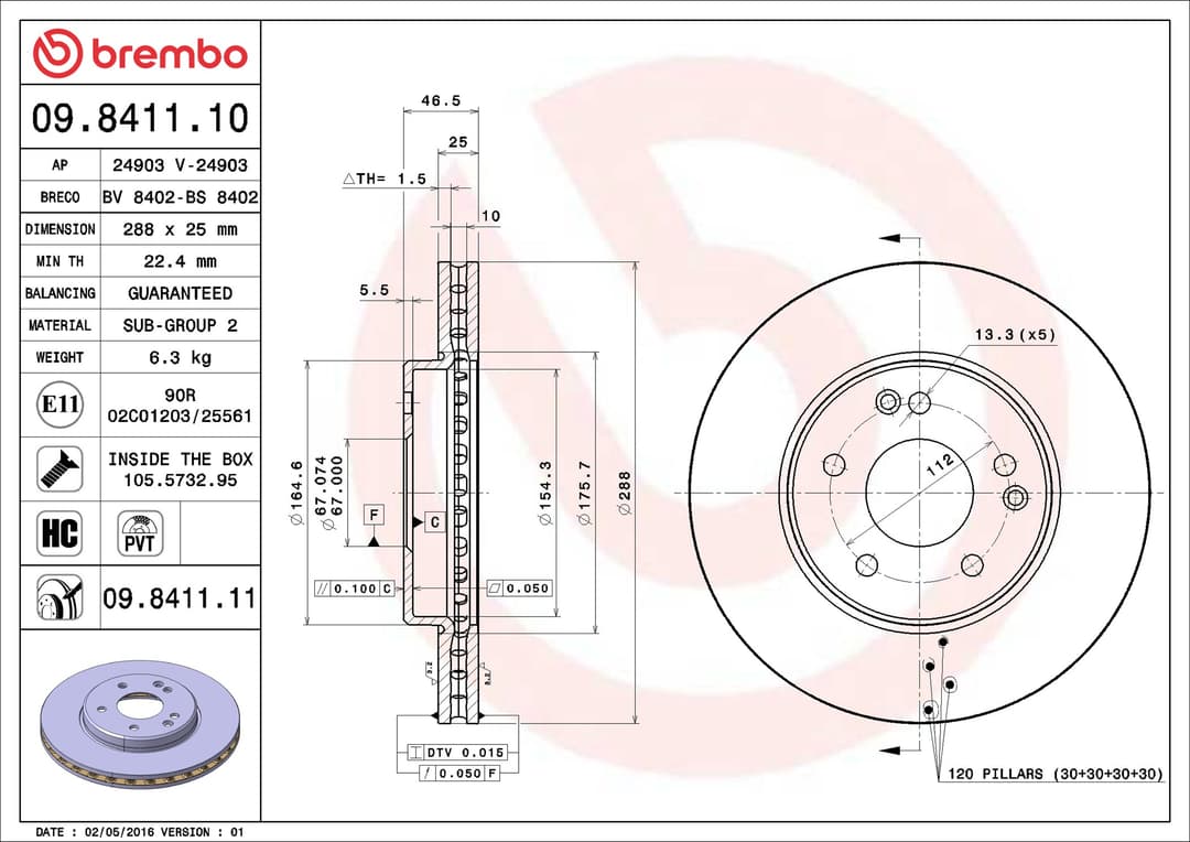 Disc frana BREMBO 09.8411.11