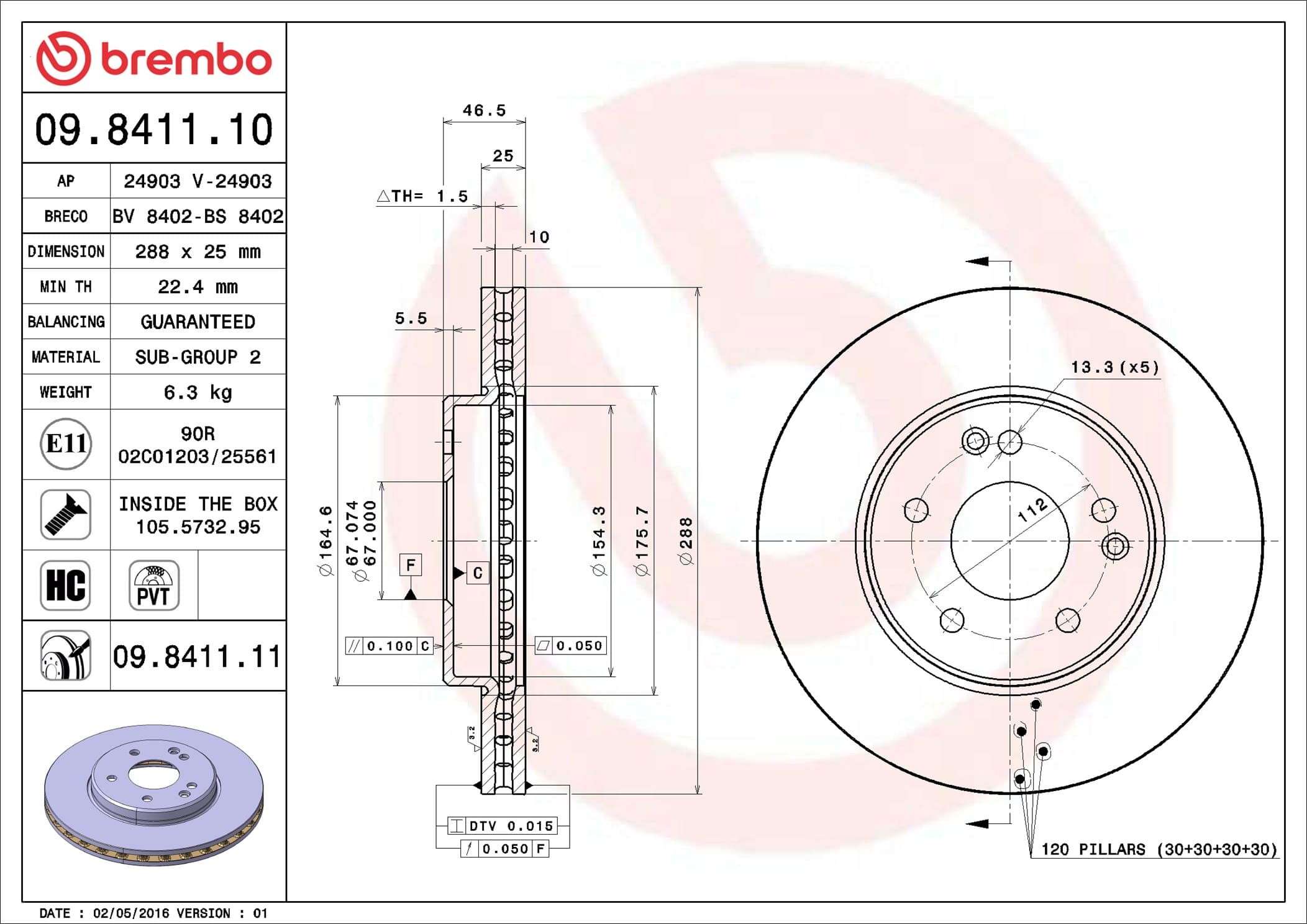 Disc frana BREMBO 09.8411.11