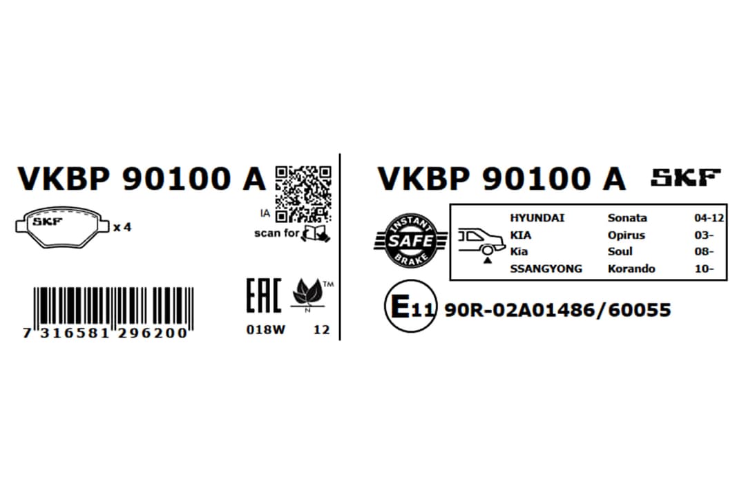 Set placute frana disc SKF VKBP 90100 A