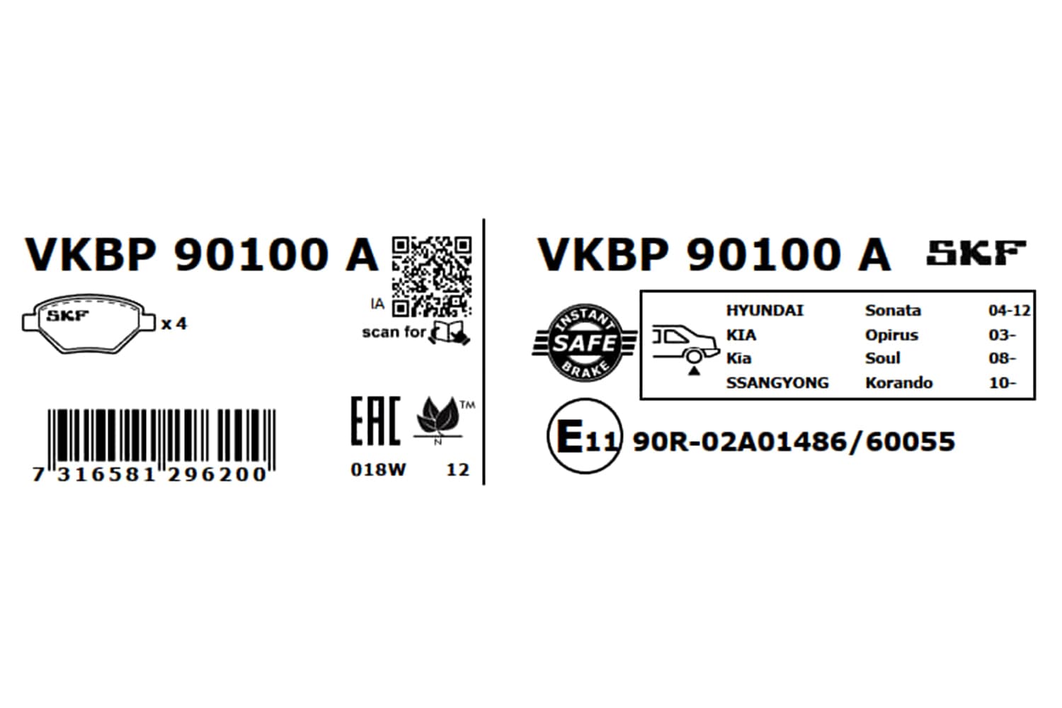 Set placute frana disc SKF VKBP 90100 A