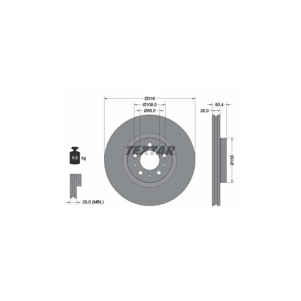 Disc frana TEXTAR 92126603