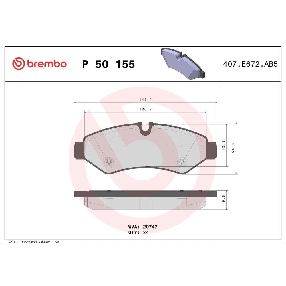 Set placute frana disc BREMBO P 50 155