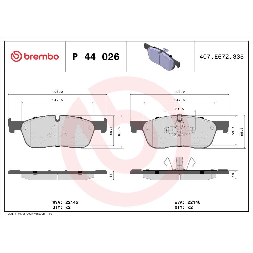 Set placute frana disc BREMBO P 44 026