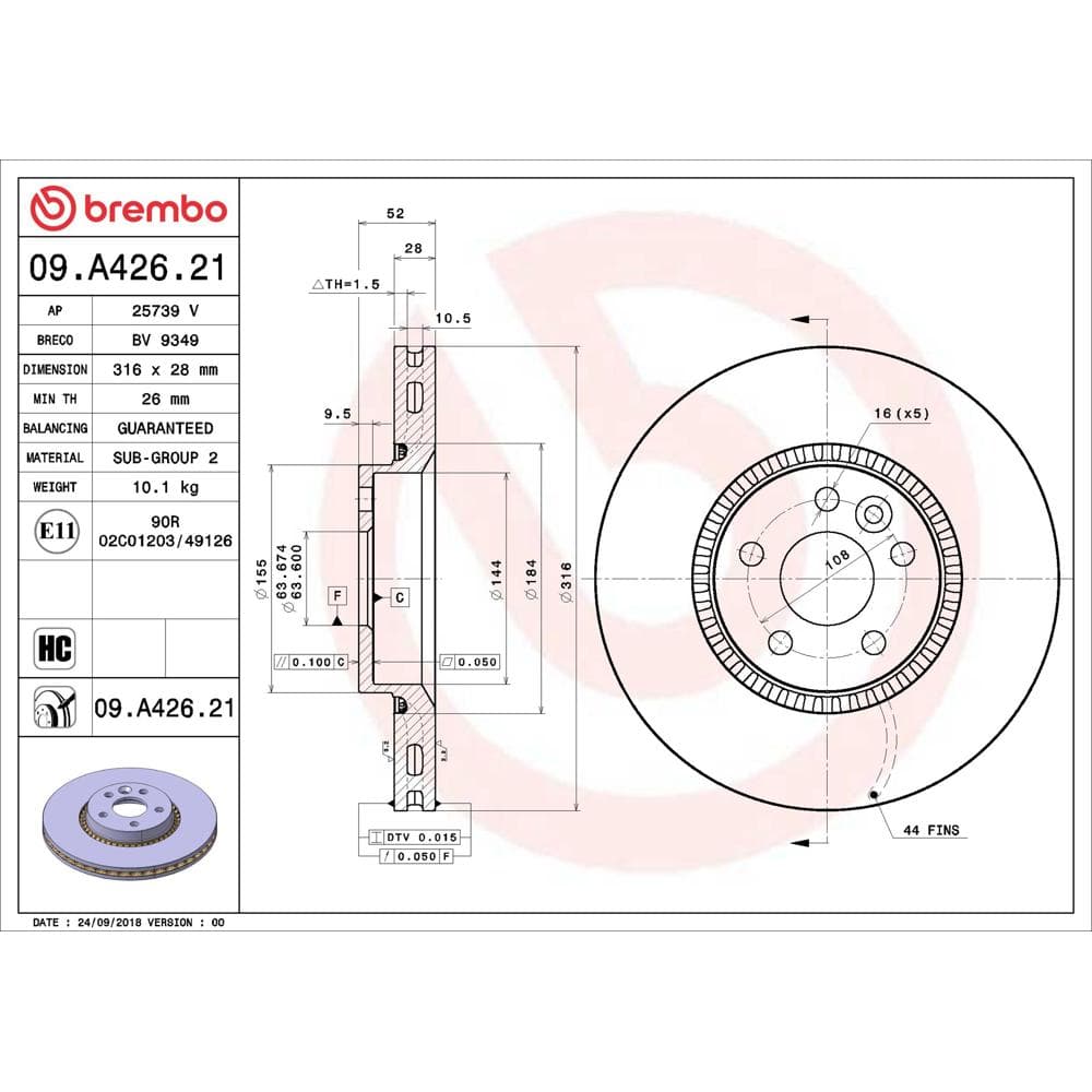 Disc frana BREMBO 09.A426.21