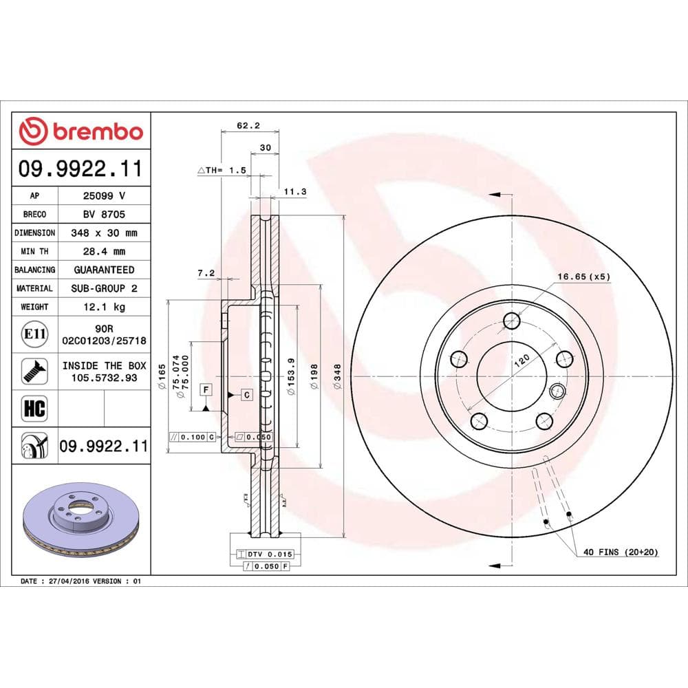 Disc frana BREMBO 09.9922.11
