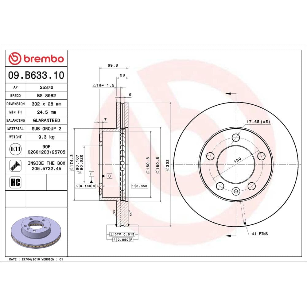 Disc frana BREMBO 09.B633.10