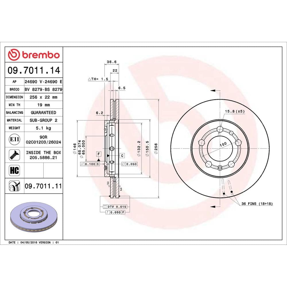 Disc frana BREMBO 09.7011.11