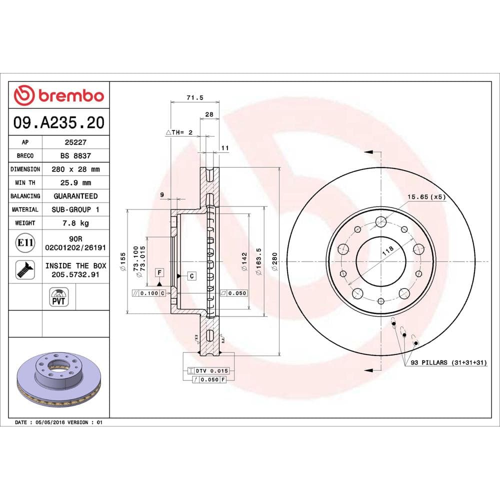 Disc frana BREMBO 09.A235.20
