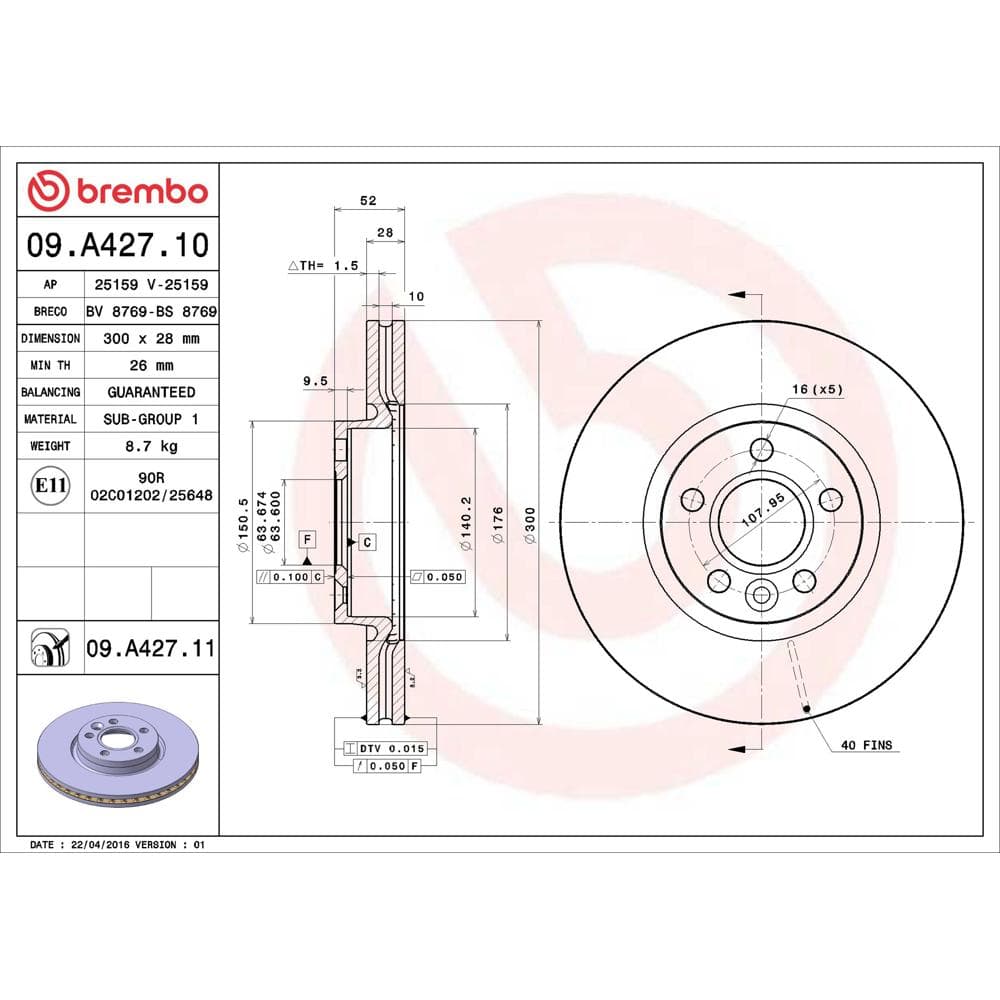 Disc frana BREMBO 09.A427.11
