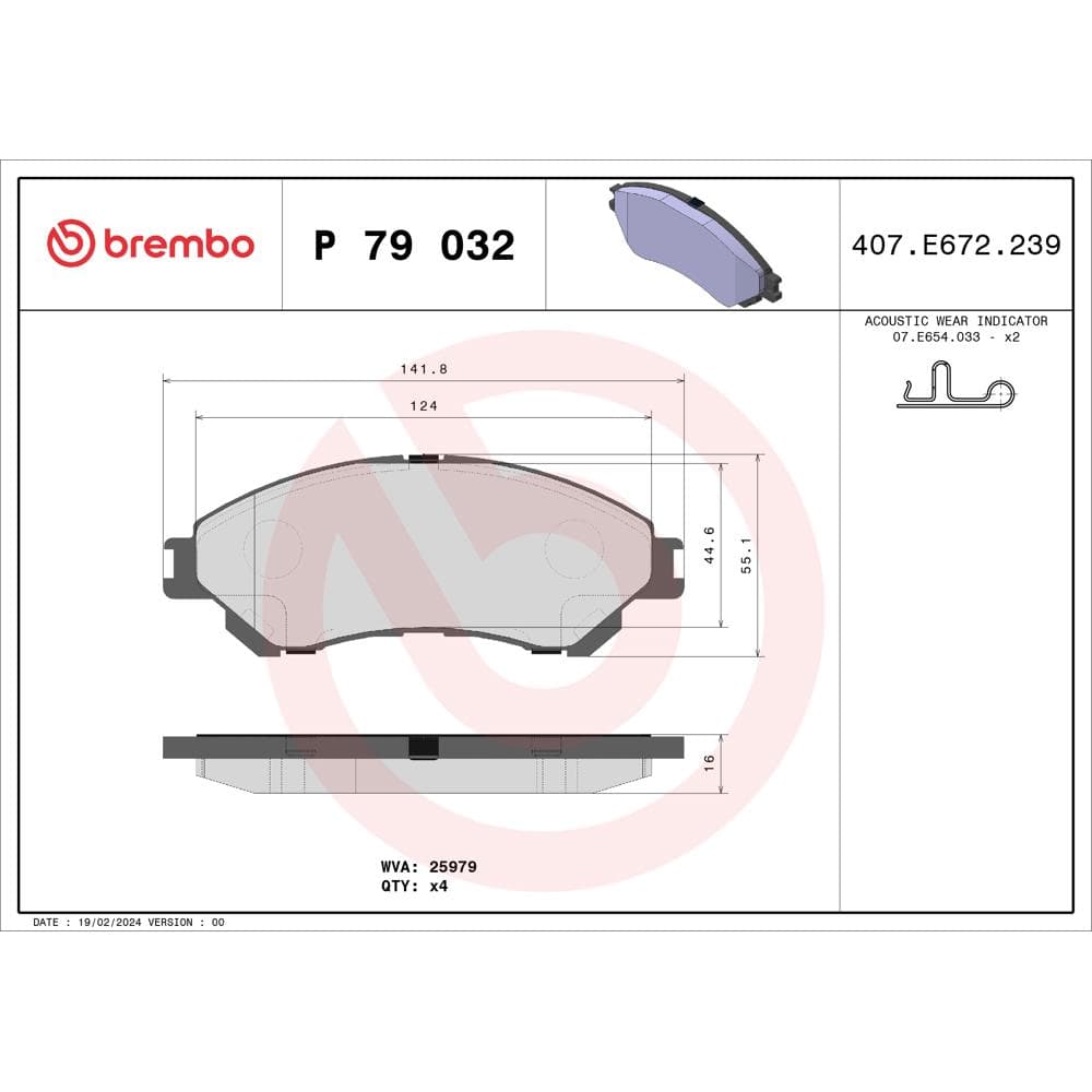 Set placute frana disc BREMBO P 79 032