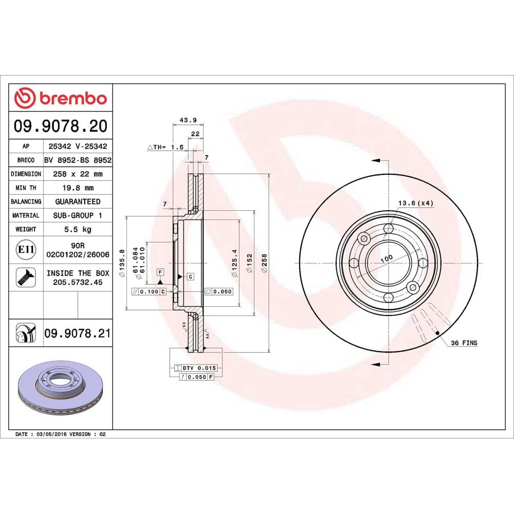 Disc frana BREMBO 09.9078.21