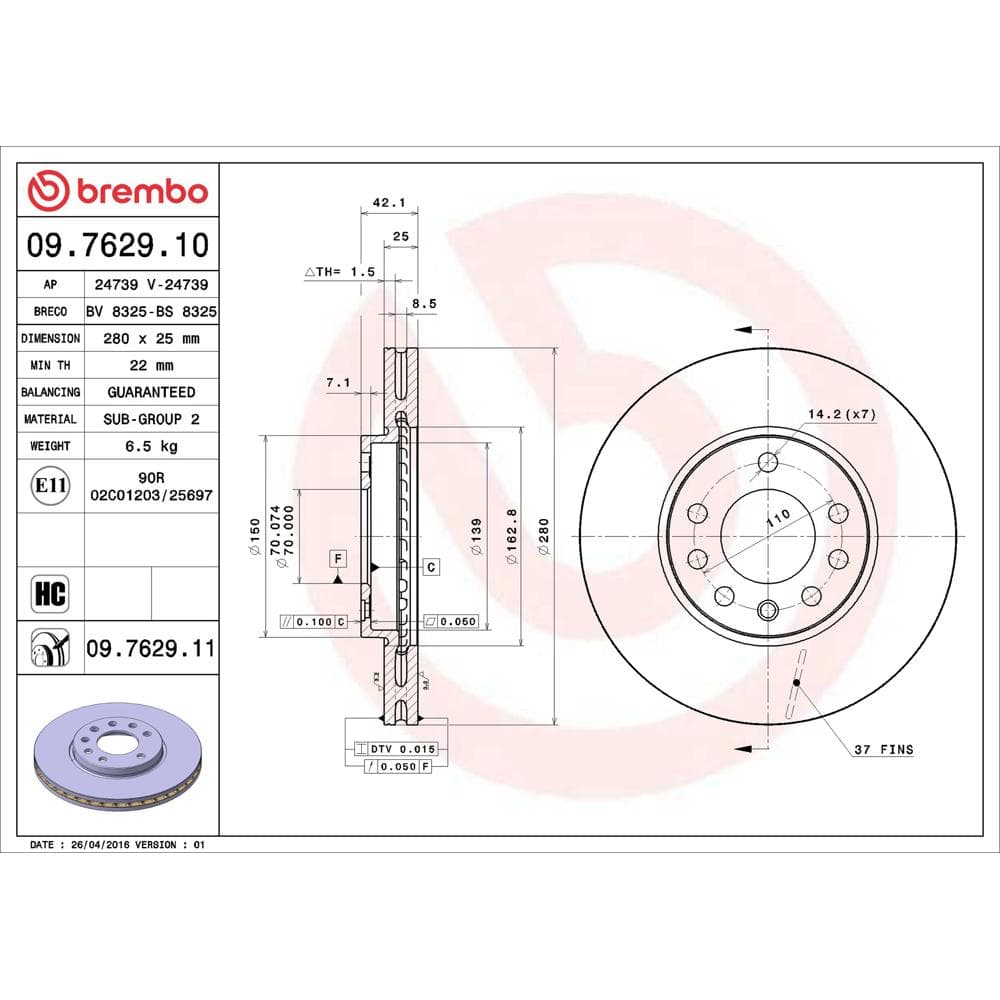 Disc frana BREMBO 09.7629.11