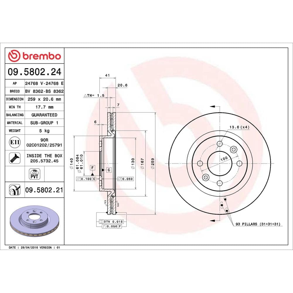 Disc frana BREMBO 09.5802.21