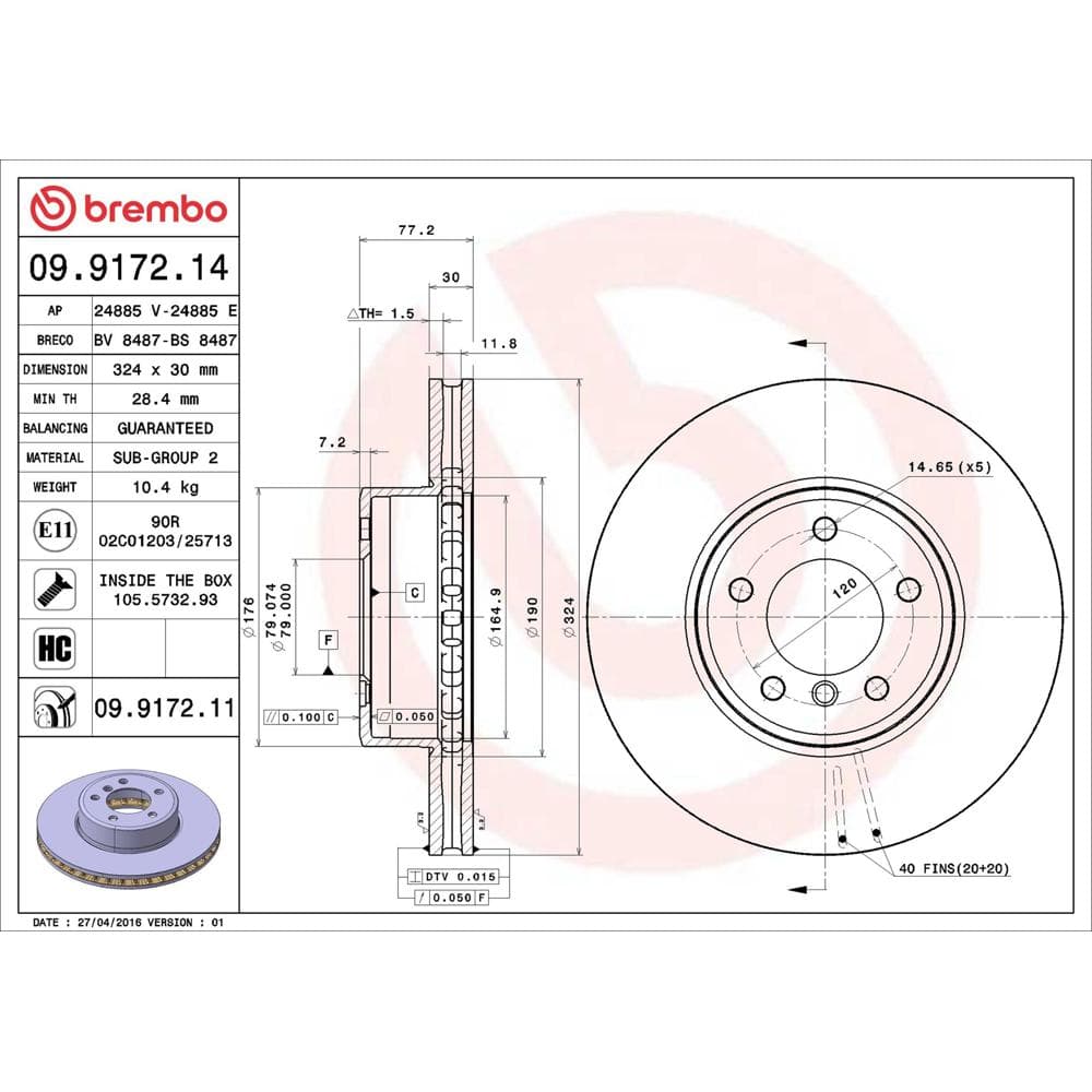 Disc frana BREMBO 09.9172.11