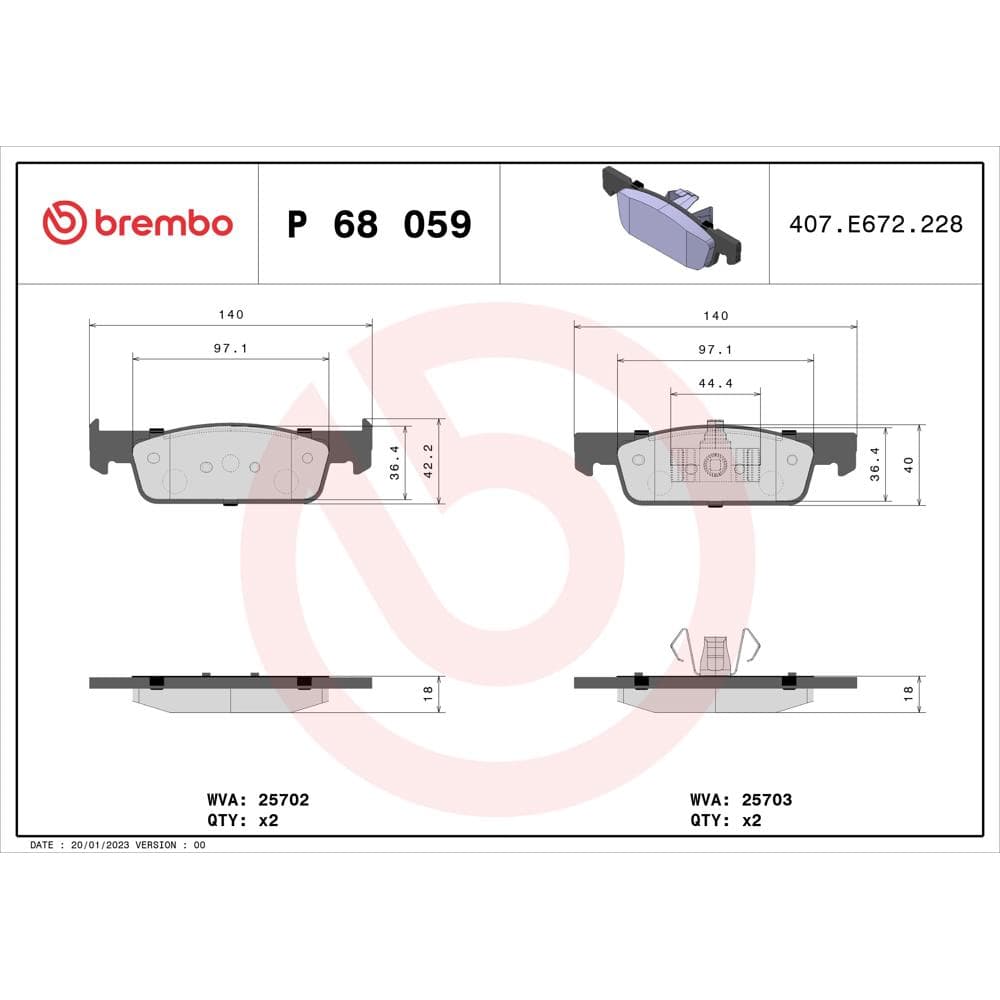 Set placute frana disc BREMBO P 68 059