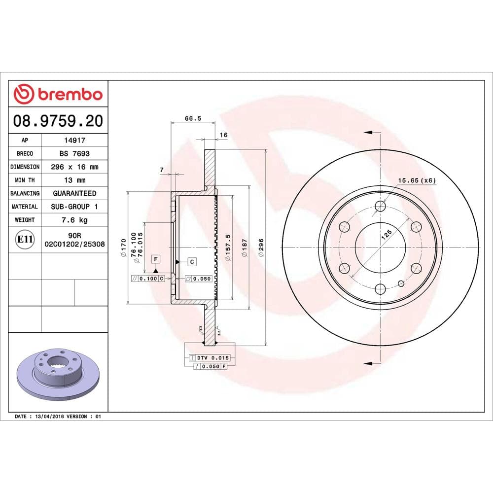 Disc frana BREMBO 08.9759.20