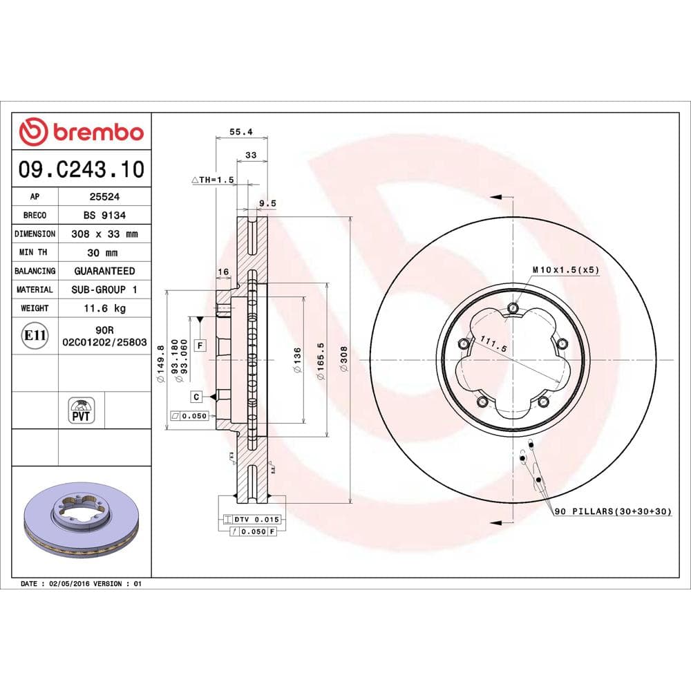 Disc frana BREMBO 09.C243.10