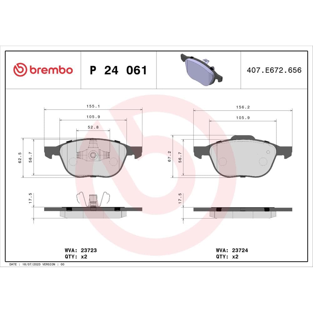 Set placute frana disc BREMBO P 24 061