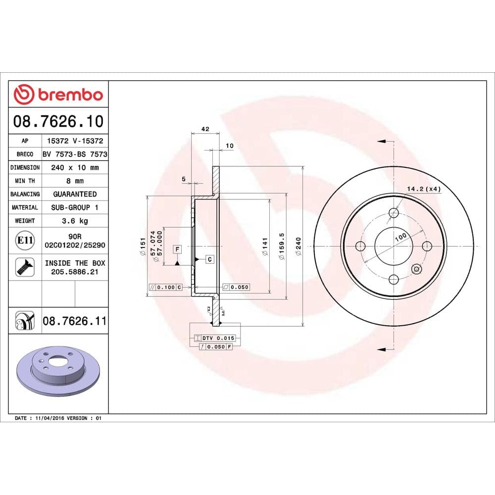 Disc frana BREMBO 08.7626.11