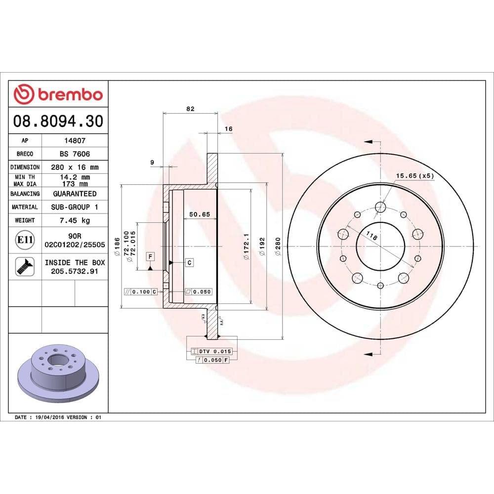 Disc frana BREMBO 08.8094.30