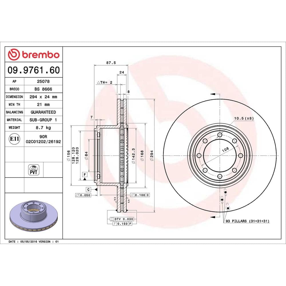 Disc frana BREMBO 09.9761.60