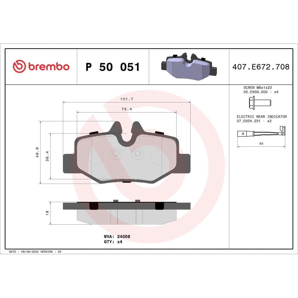 Set placute frana disc BREMBO P 50 051