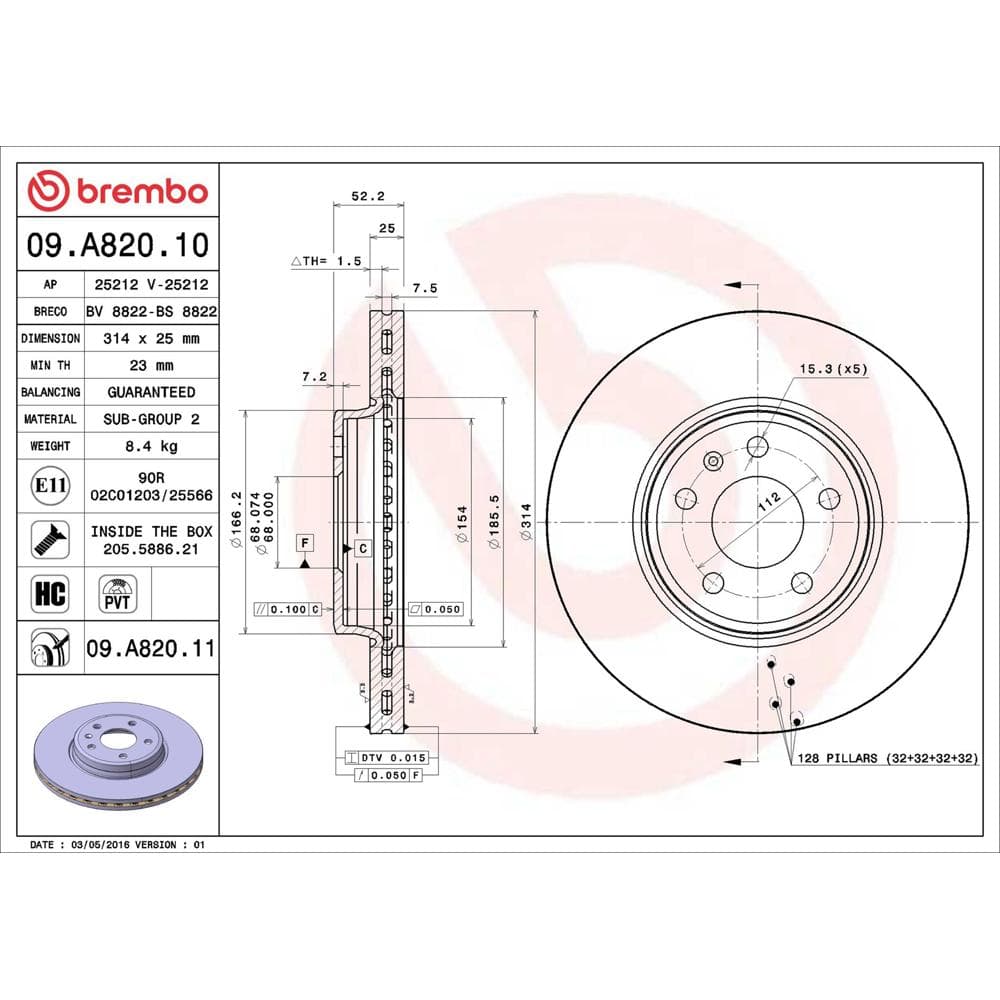Disc frana BREMBO 09.A820.11