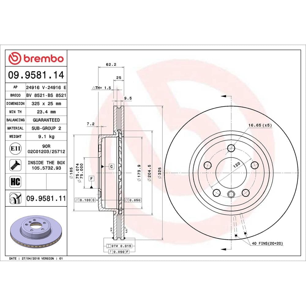 Disc frana BREMBO 09.9581.11