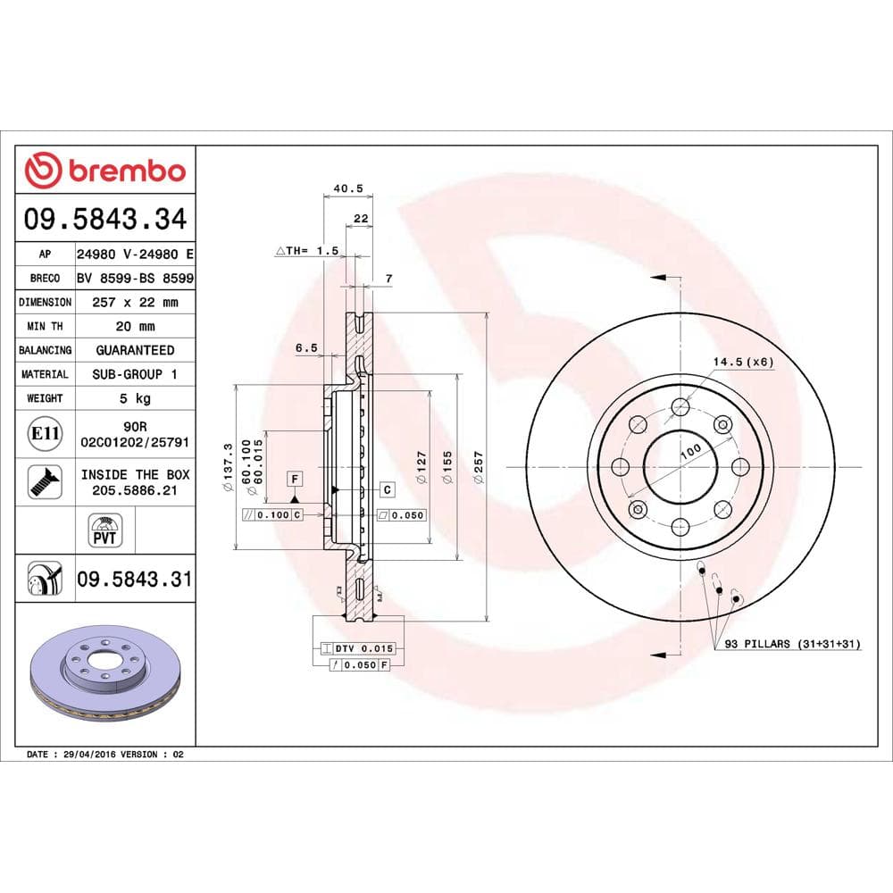 Disc frana BREMBO 09.5843.31