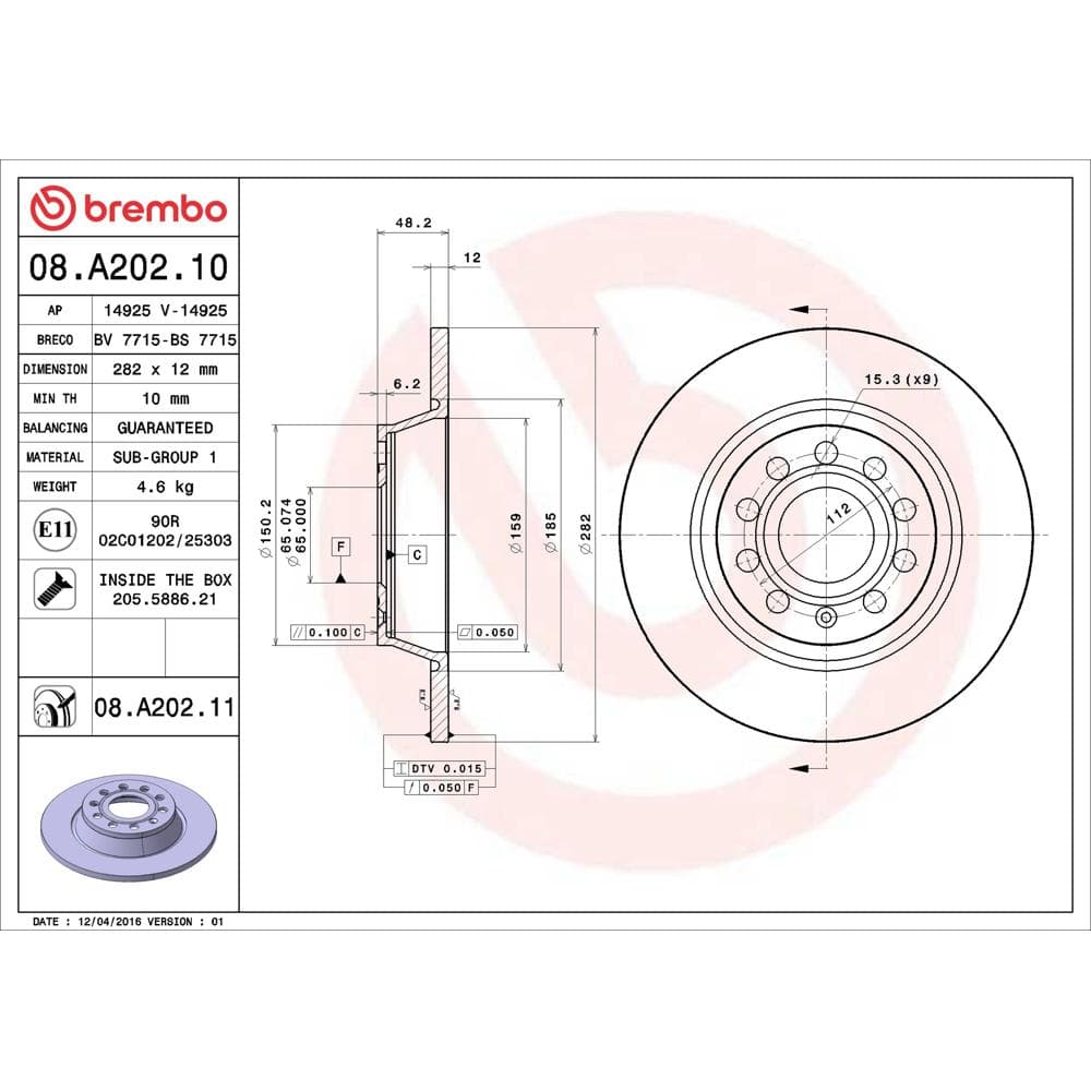 Disc frana BREMBO 08.A202.11