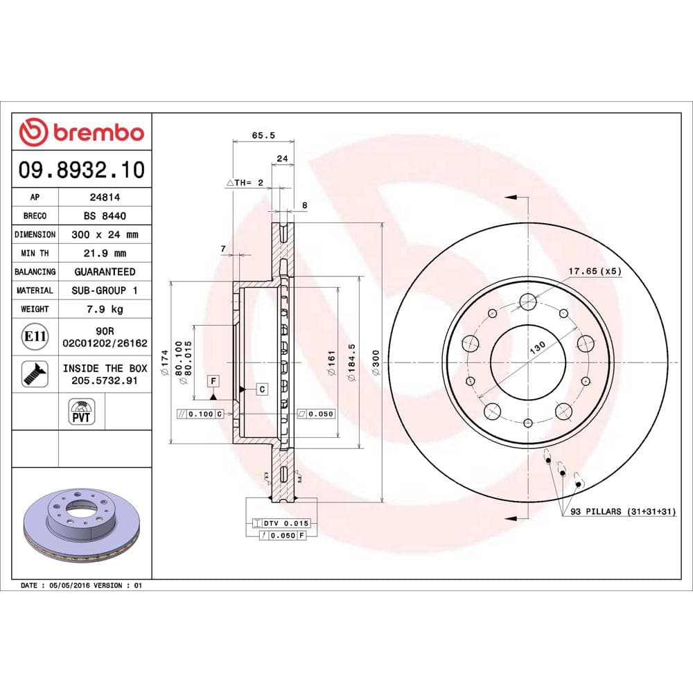 Disc frana BREMBO 09.8932.10