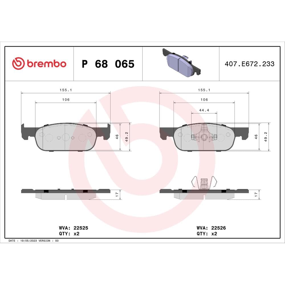 Set placute frana disc BREMBO P 68 065