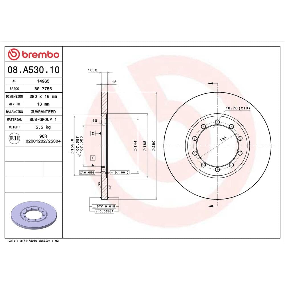 Disc frana BREMBO 08.A530.10
