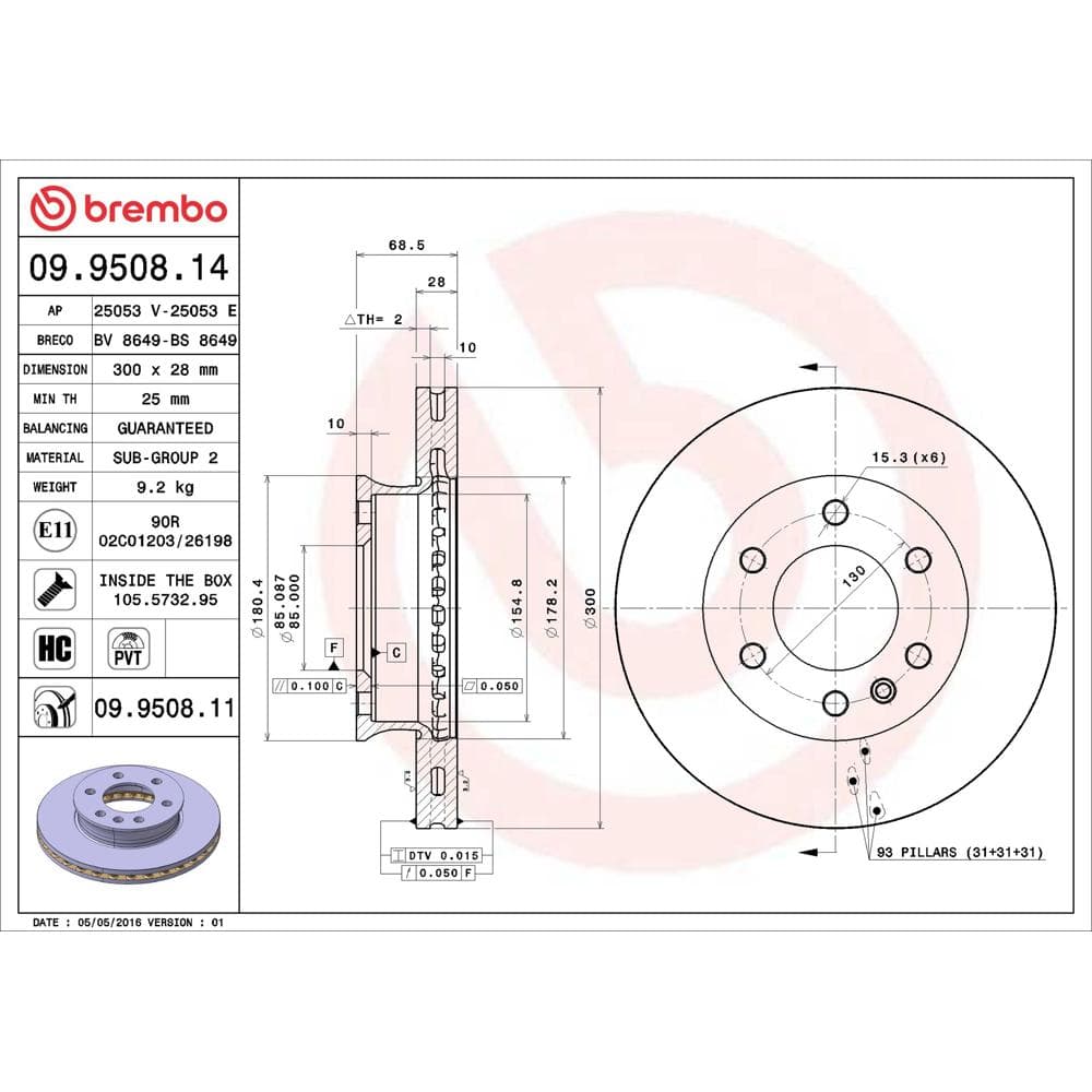 Disc frana BREMBO 09.9508.11