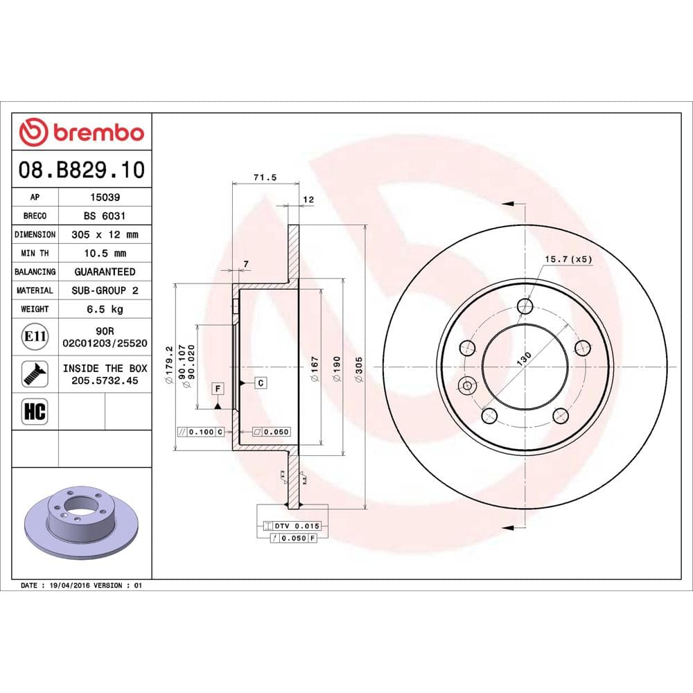 Disc frana BREMBO 08.B829.10