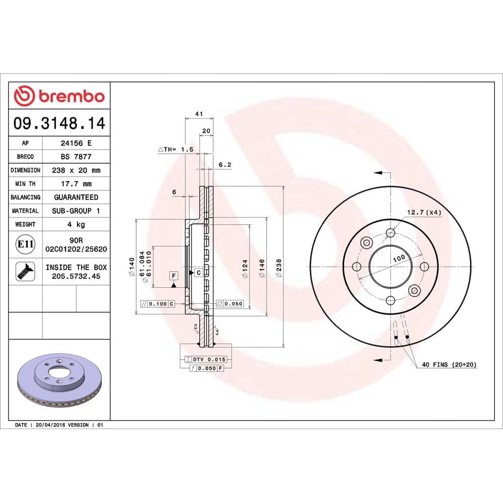 Disc frana BREMBO 09.3148.14