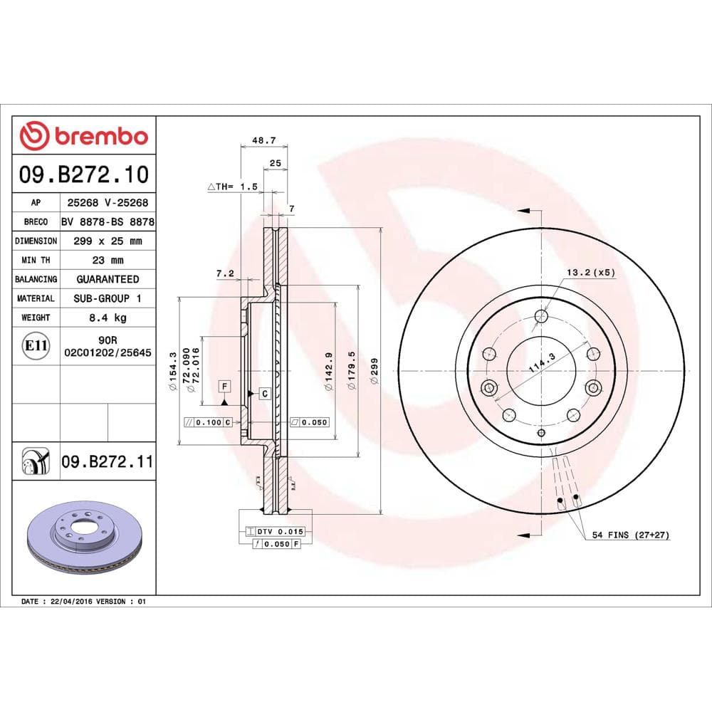 Disc frana BREMBO 09.B272.10