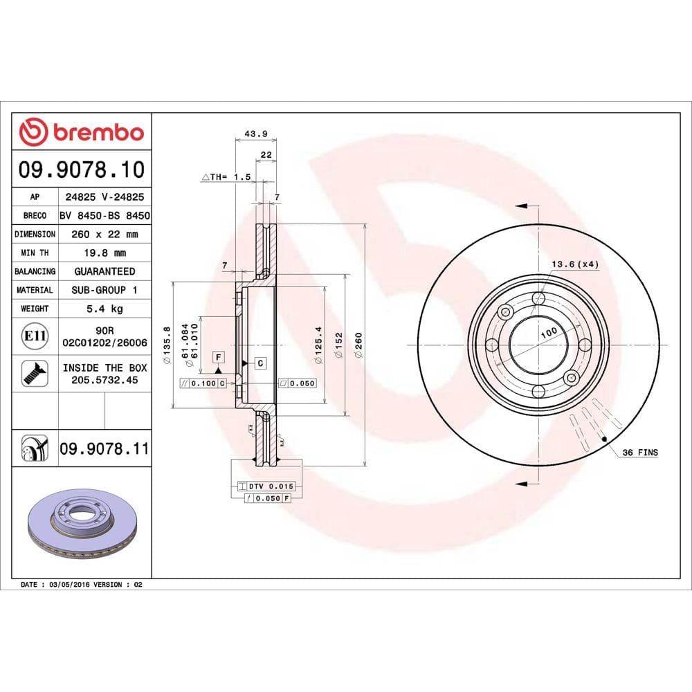 Disc frana BREMBO 09.9078.11