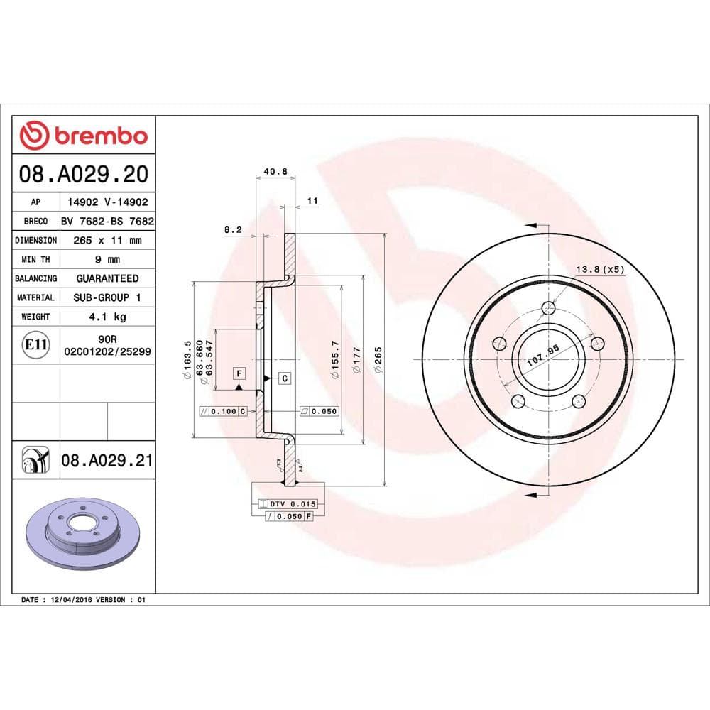 Disc frana BREMBO 08.A029.21